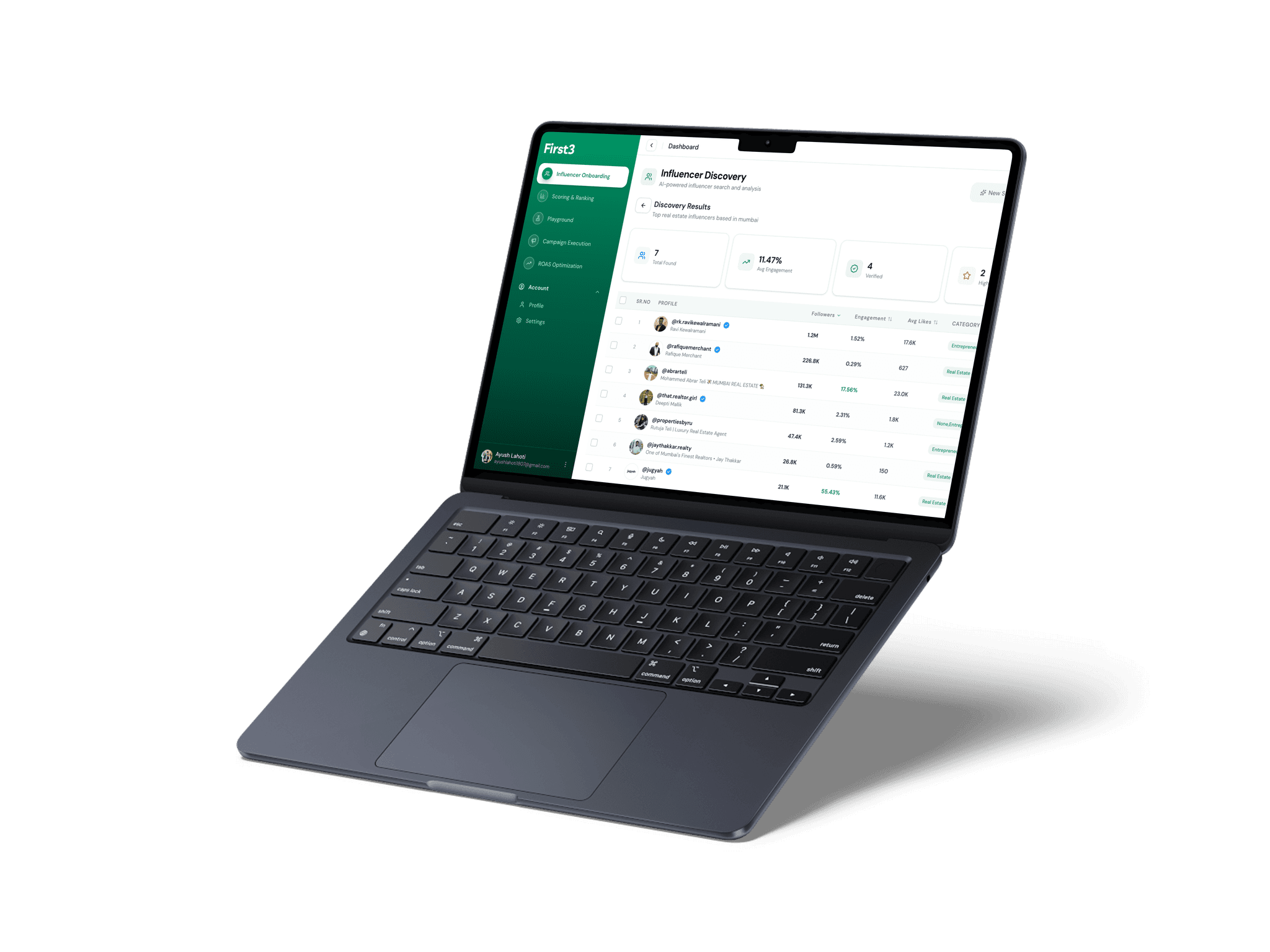 FirstThree Platform Mockup